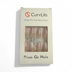 💅 Elegant Long Square Nails – Milky Pink & White w/ Glitter Accents 💅